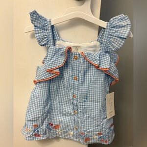 Joie Blue and Orange Kids Gingham Blouse
